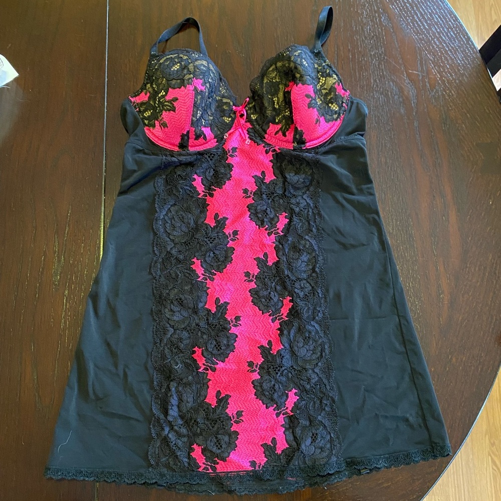 Victoria's Secret Black and Pink Lace nighty